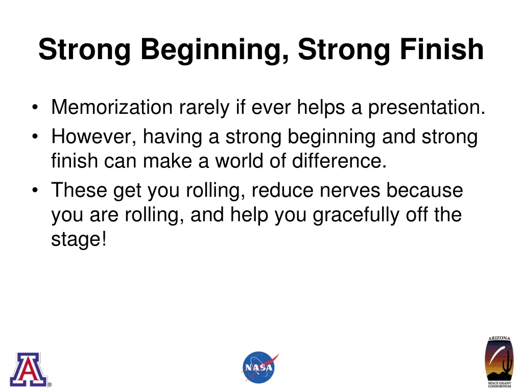 strong beginning strong finish