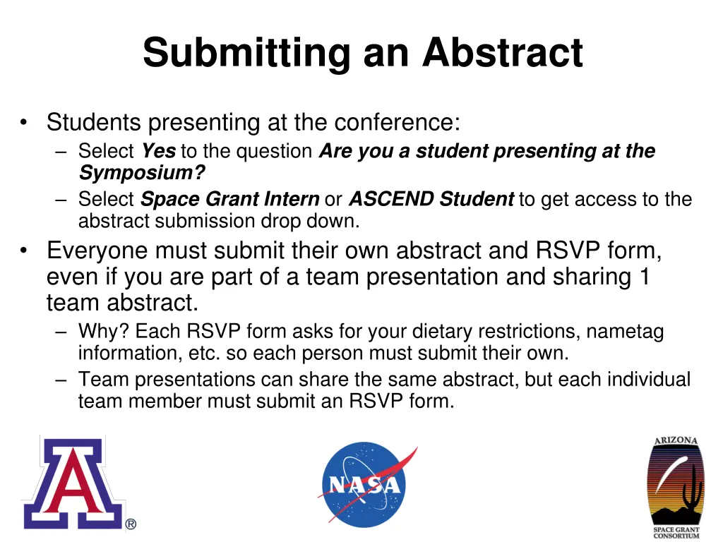 submitting an abstract