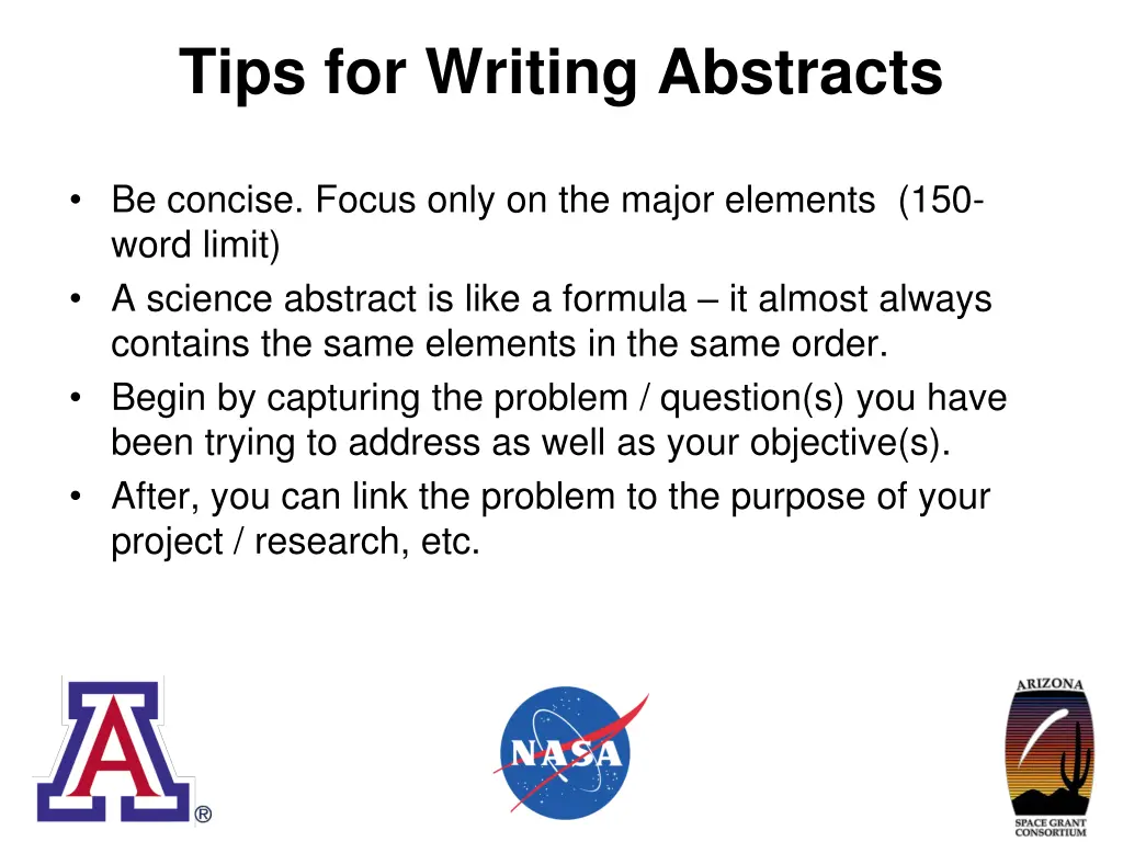 tips for writing abstracts
