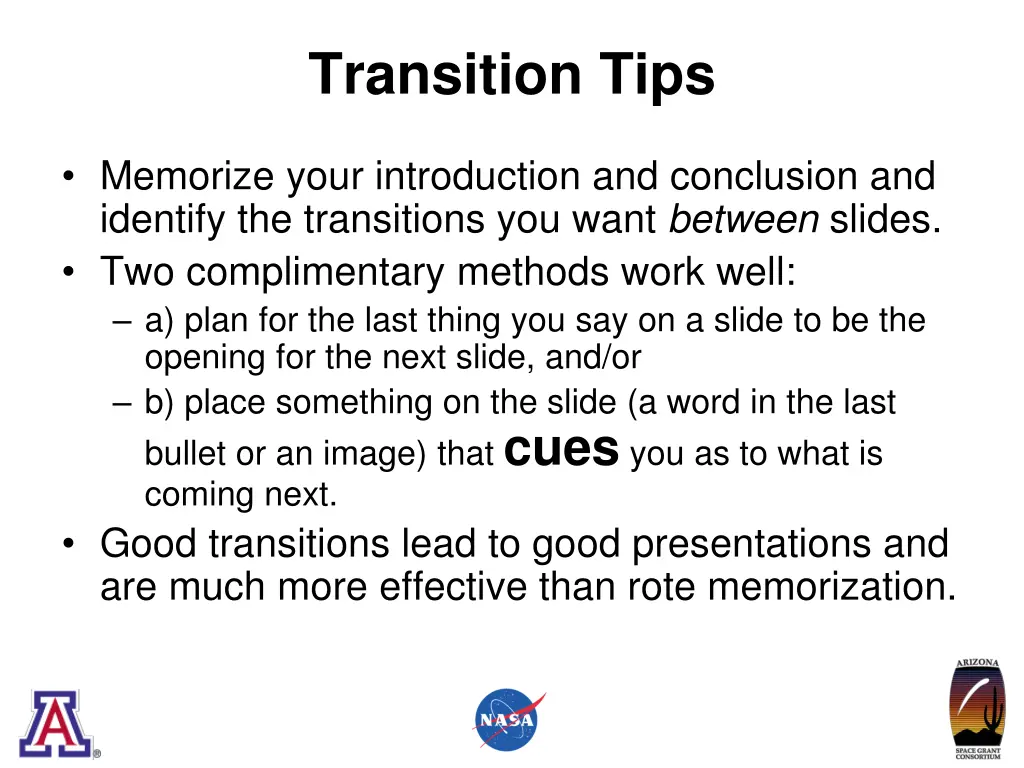 transition tips