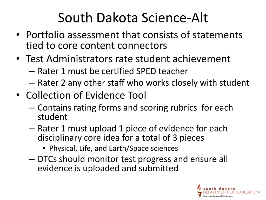south dakota science alt portfolio assessment