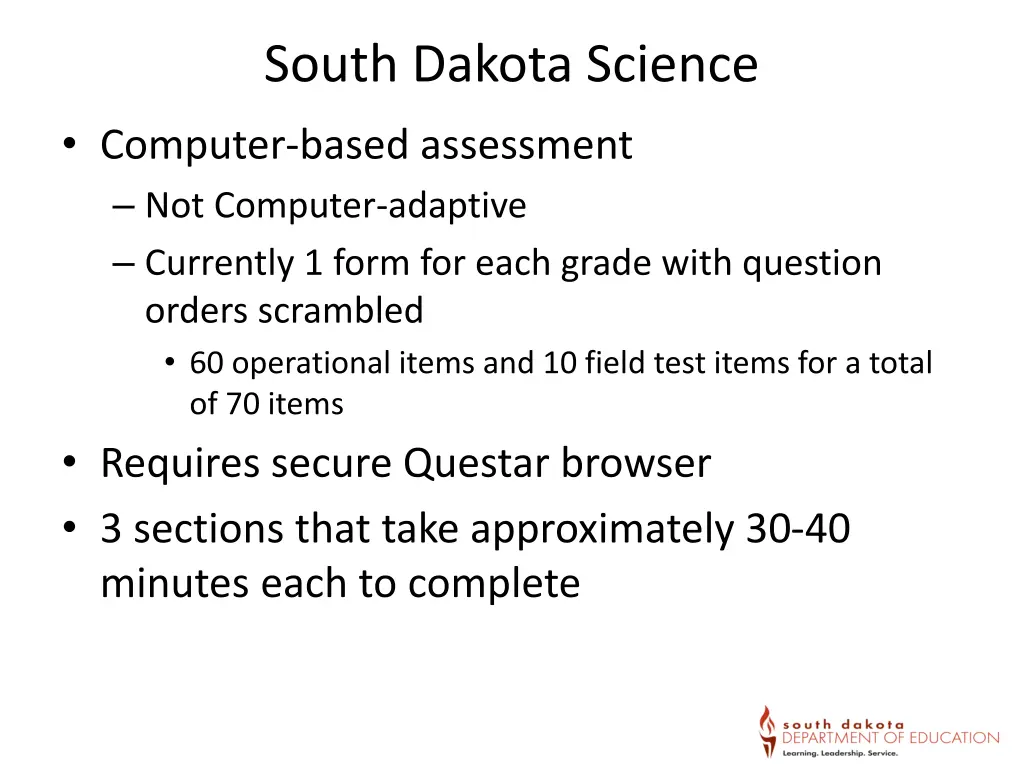 south dakota science computer based assessment