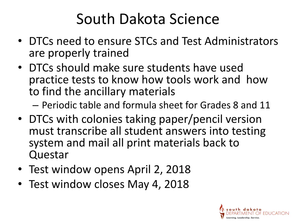 south dakota science dtcs need to ensure stcs
