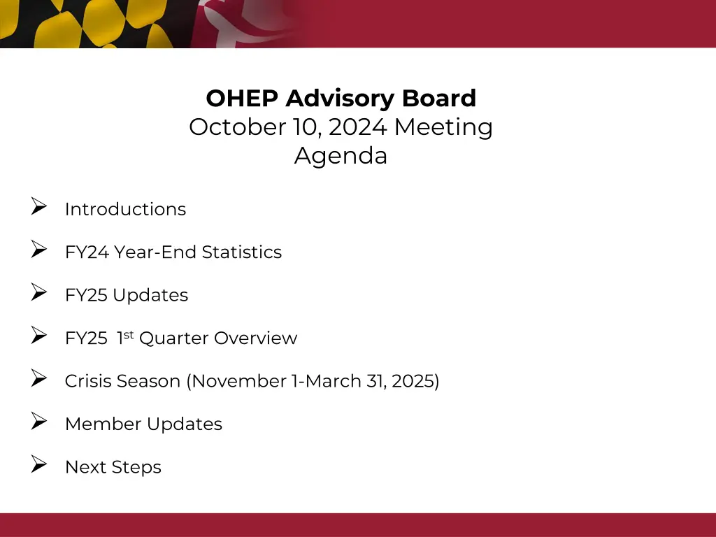 ohep advisory board october 10 2024 meeting agenda