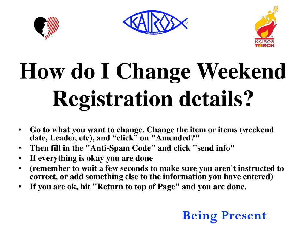 how do i change weekend registration details