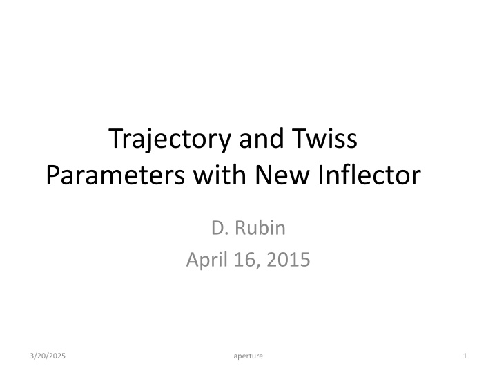 trajectory and twiss parameters with new inflector