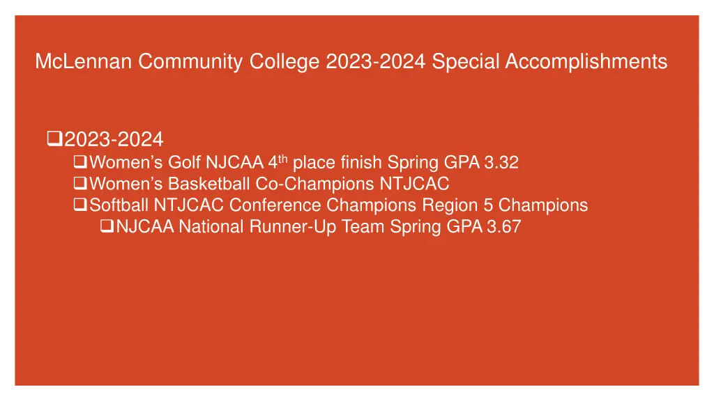 mclennan community college 2023 2024 special
