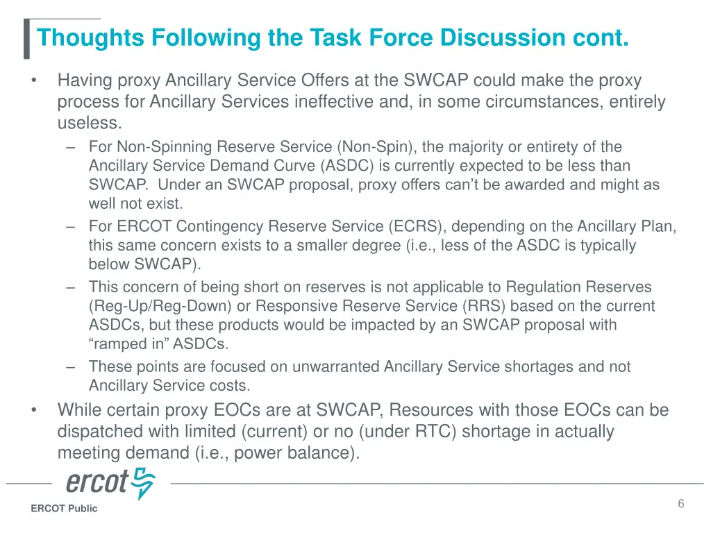 thoughts following the task force discussion cont