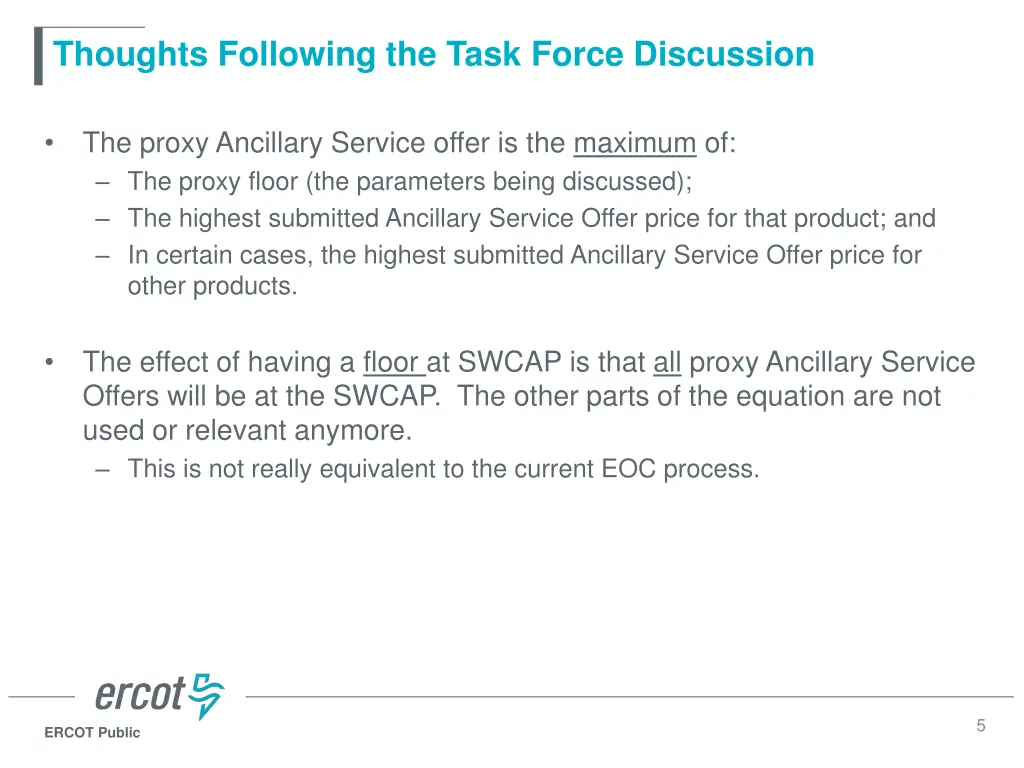 thoughts following the task force discussion