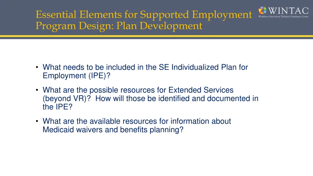 essential elements for supported employment 2