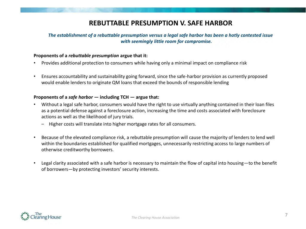 rebuttable presumption v safe harbor