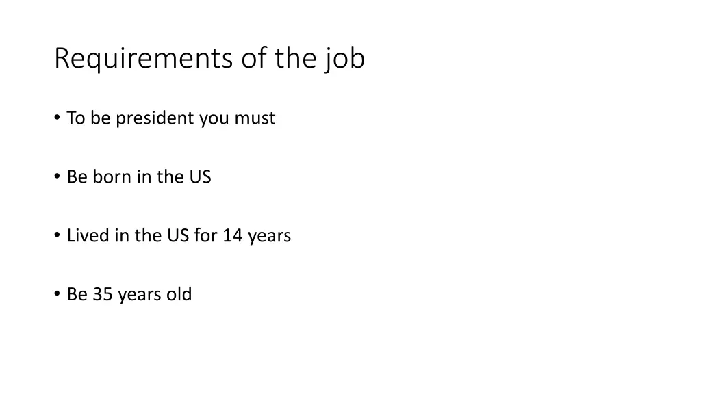 requirements of the job
