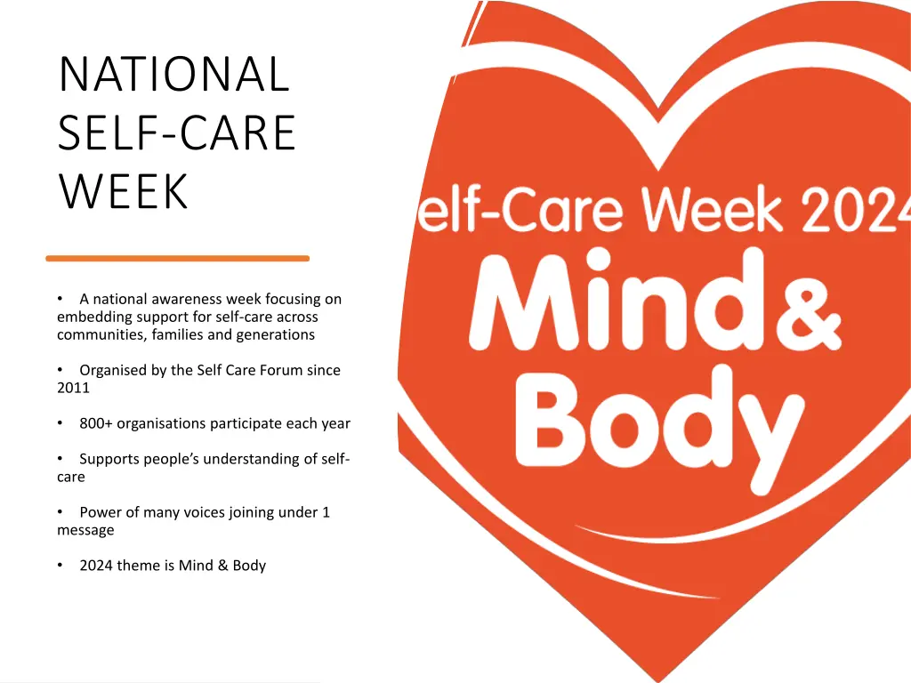 national self care week