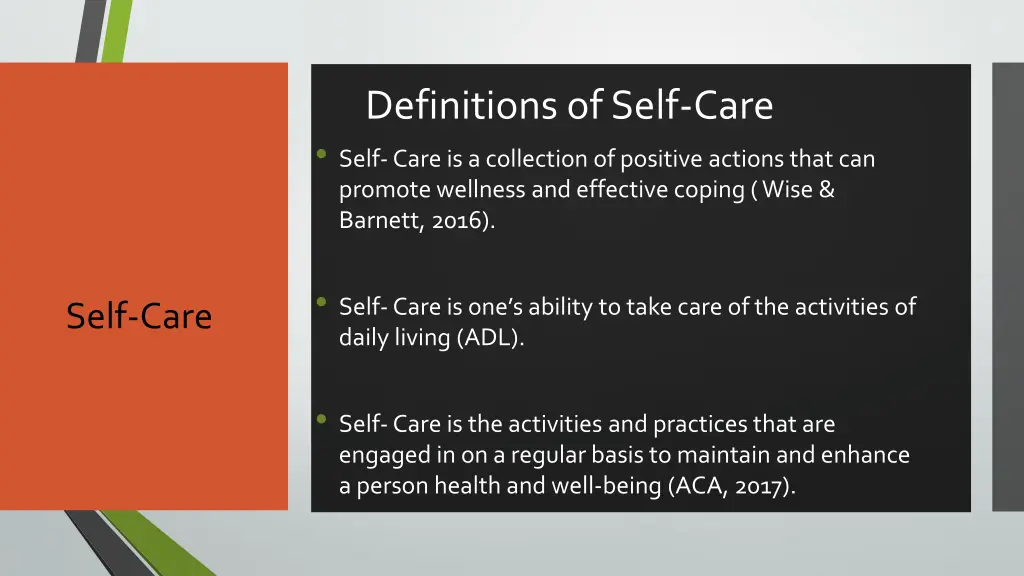 definitions of self care self care