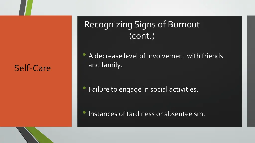recognizing signs of burnout cont