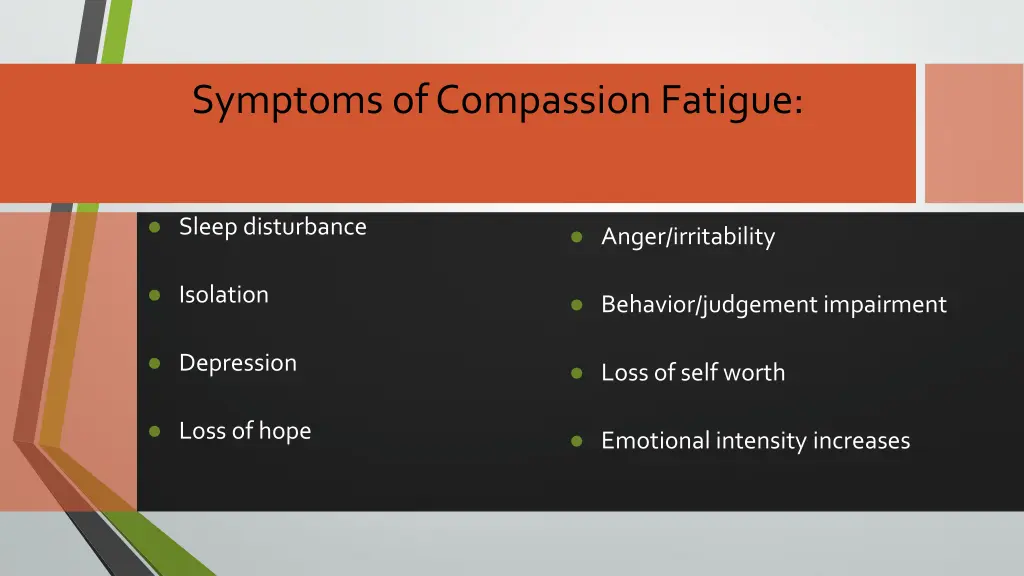 symptoms of compassion fatigue