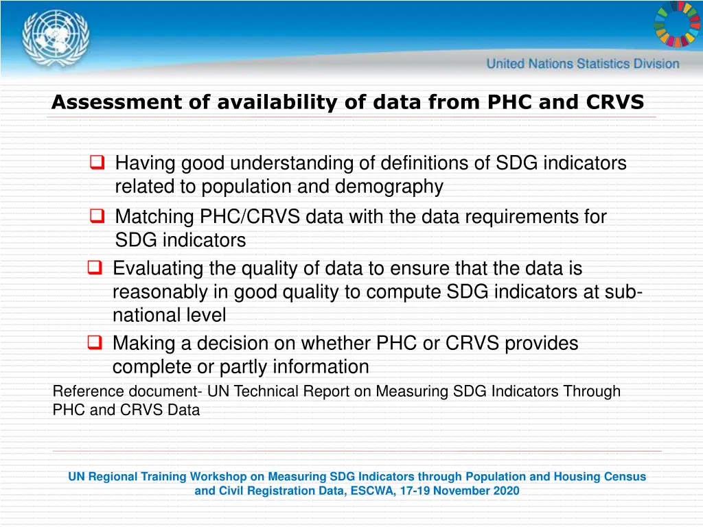 assessment of availability of data from