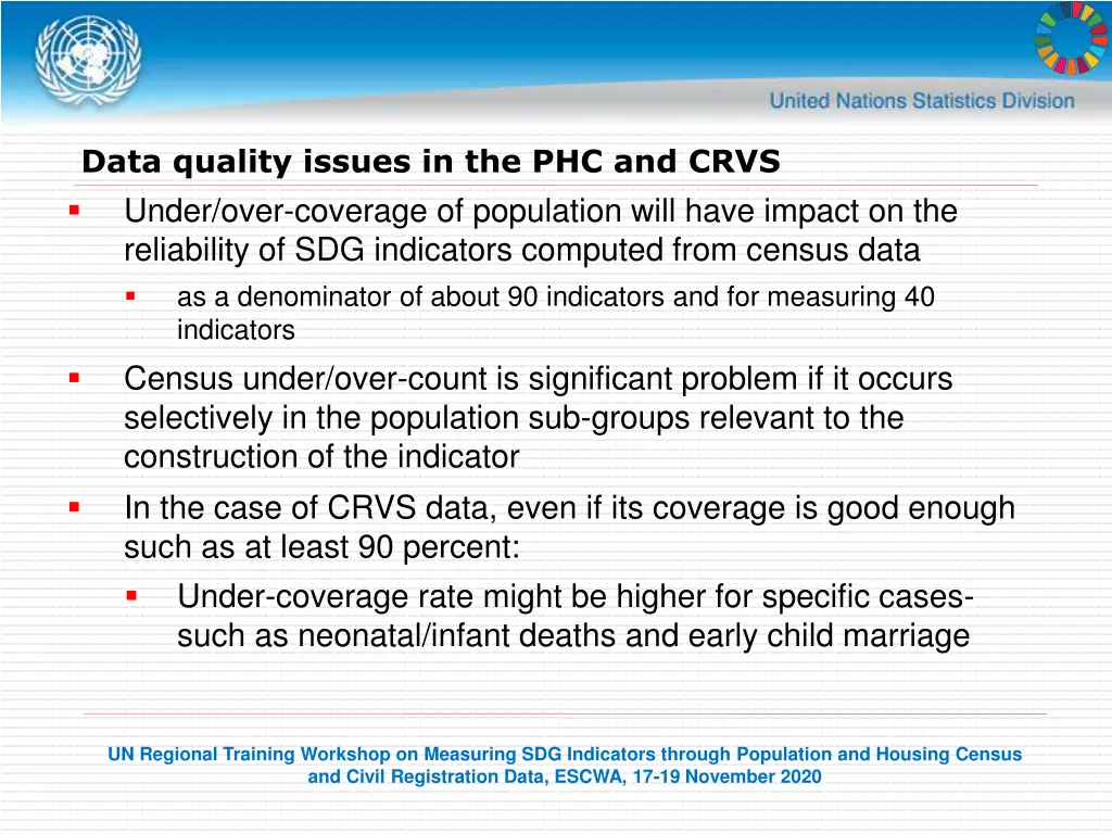 data quality issues in the phc and crvs under