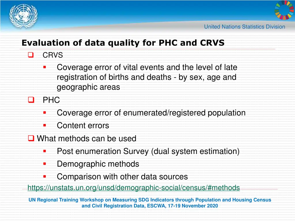 evaluation of data quality for phc and crvs crvs