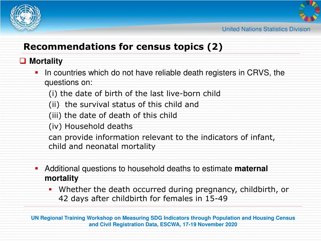 recommendations for census topics 2