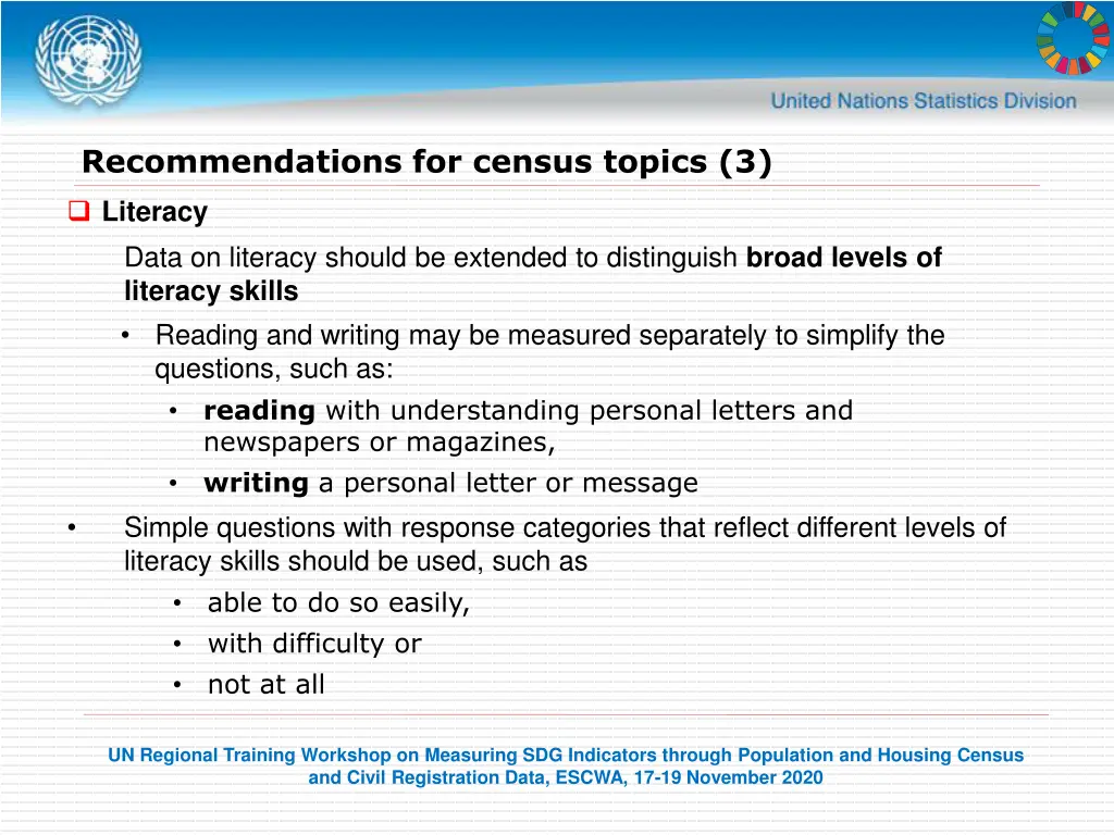 recommendations for census topics 3