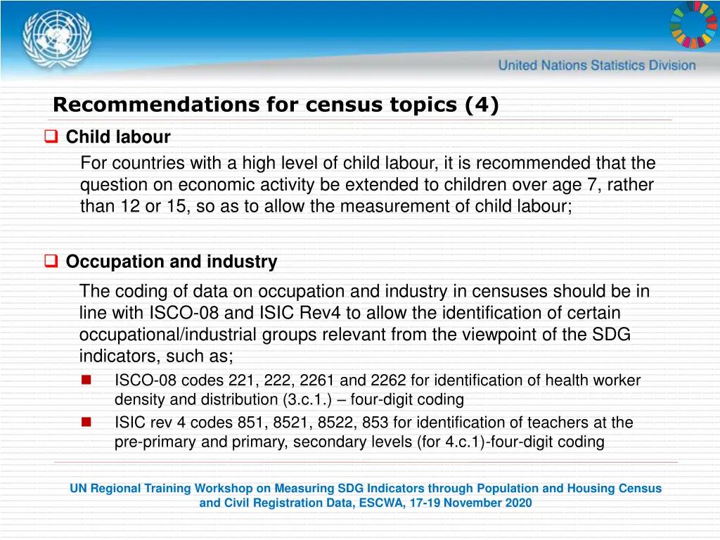 recommendations for census topics 4