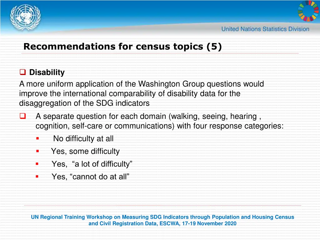 recommendations for census topics 5