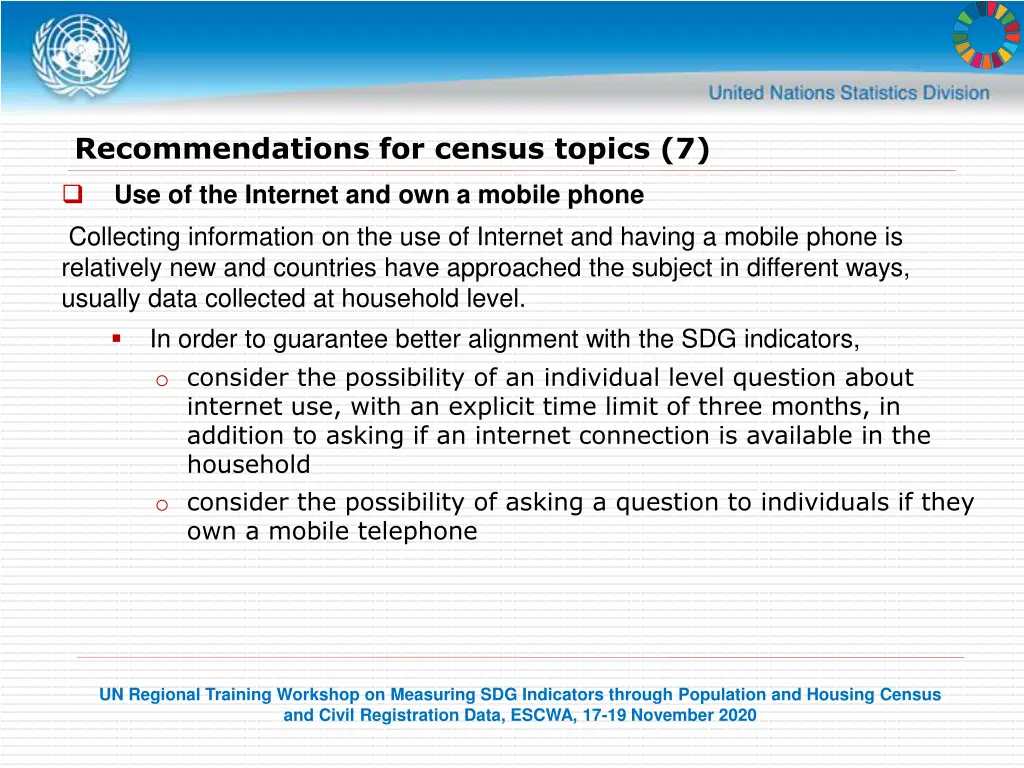 recommendations for census topics 7