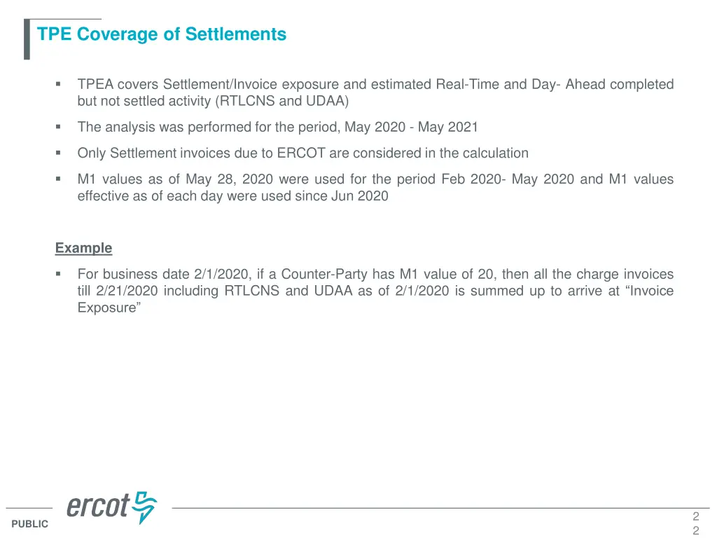 tpe coverage of settlements