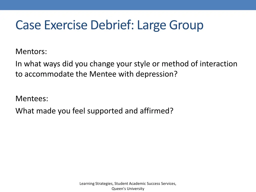 case exercise debrief large group