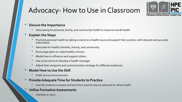 advocacy how to use in classroom