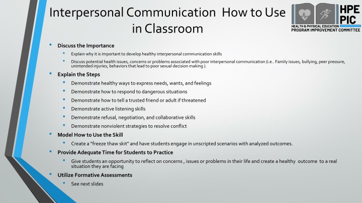 interpersonal communication how to use in classroom