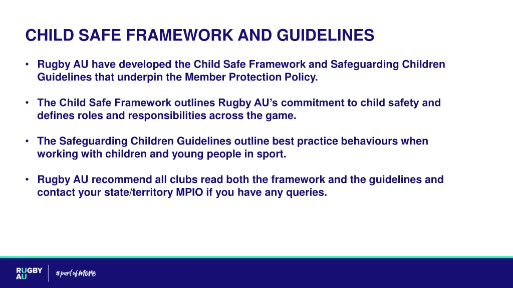child safe framework and guidelines