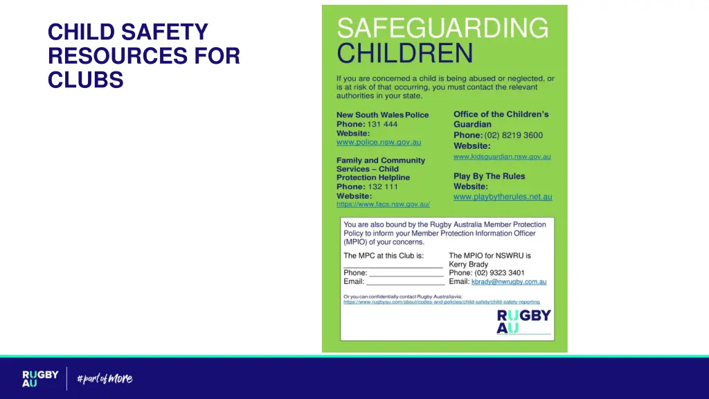 child safety resources for clubs