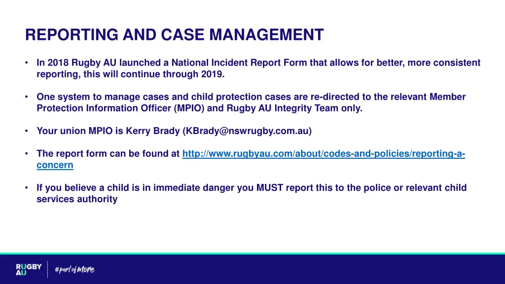 reporting and case management
