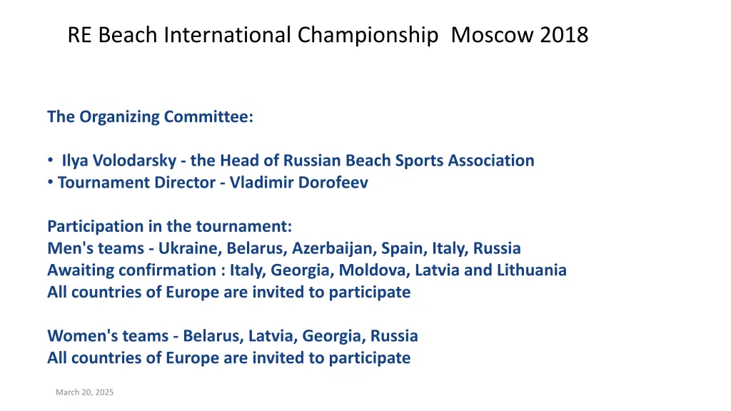 re beach international championship moscow 2018