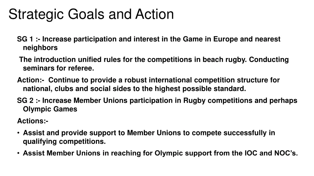strategic goals and action