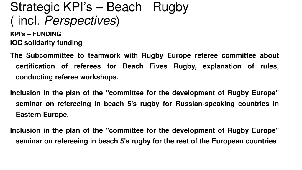 strategic kpi s beach rugby incl perspectives 10