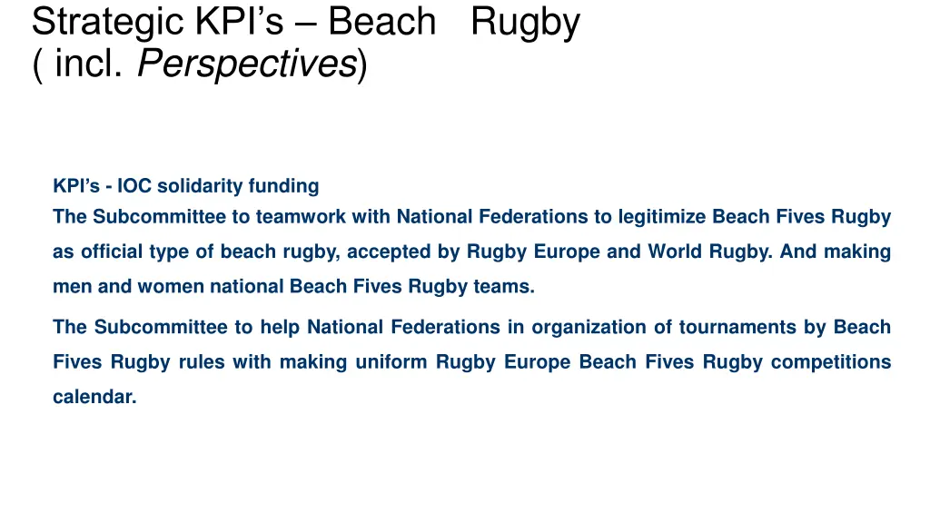 strategic kpi s beach rugby incl perspectives 11