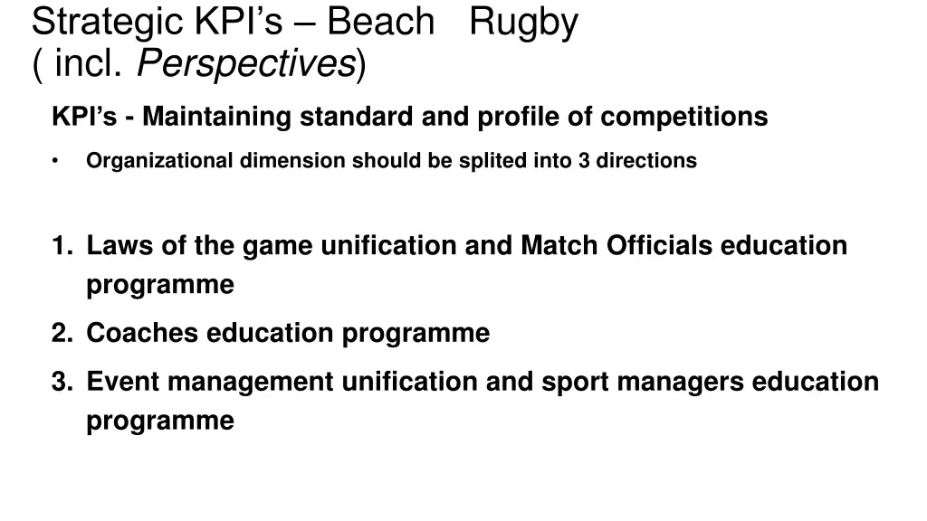 strategic kpi s beach rugby incl perspectives 2