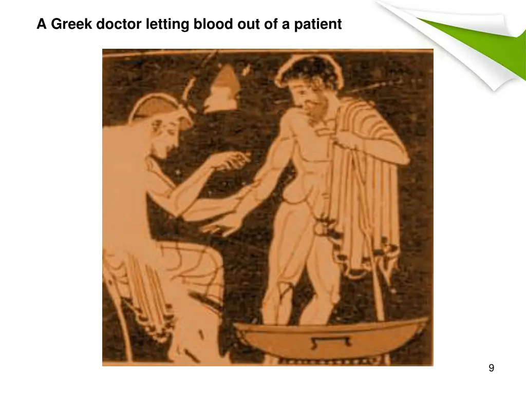 a greek doctor letting blood out of a patient