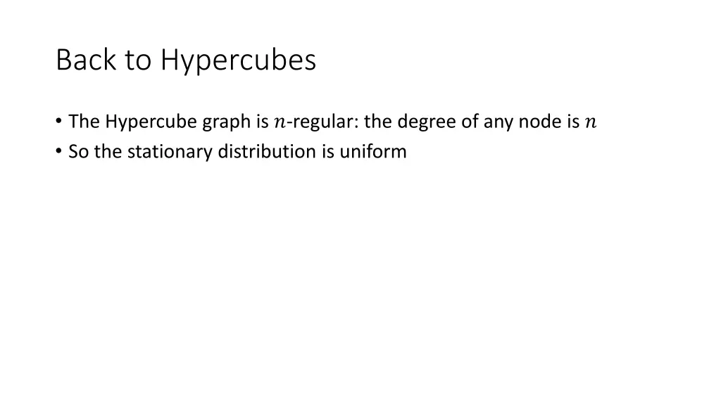 back to hypercubes