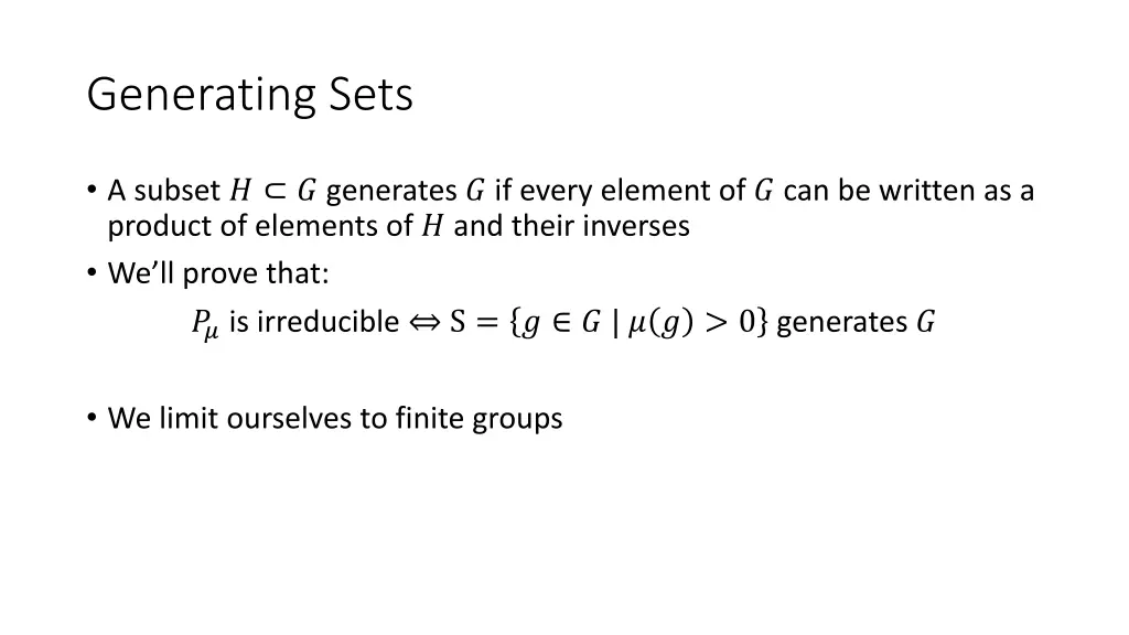 generating sets