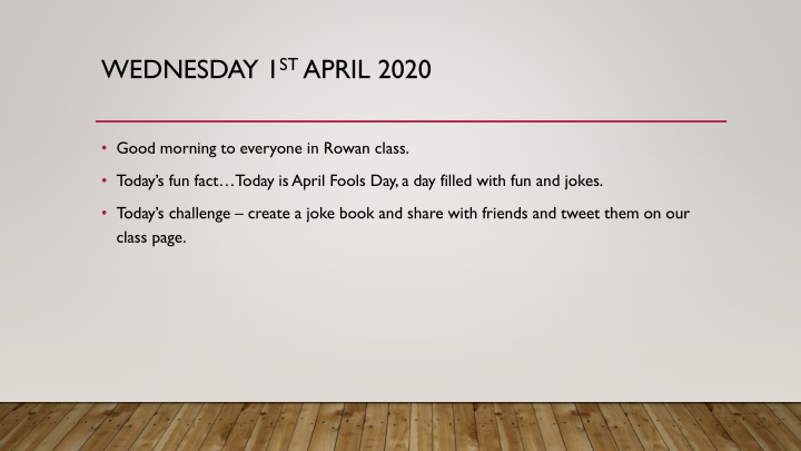 wednesday 1 st april 2020
