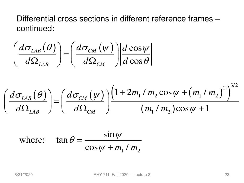 differential cross sections in different 1