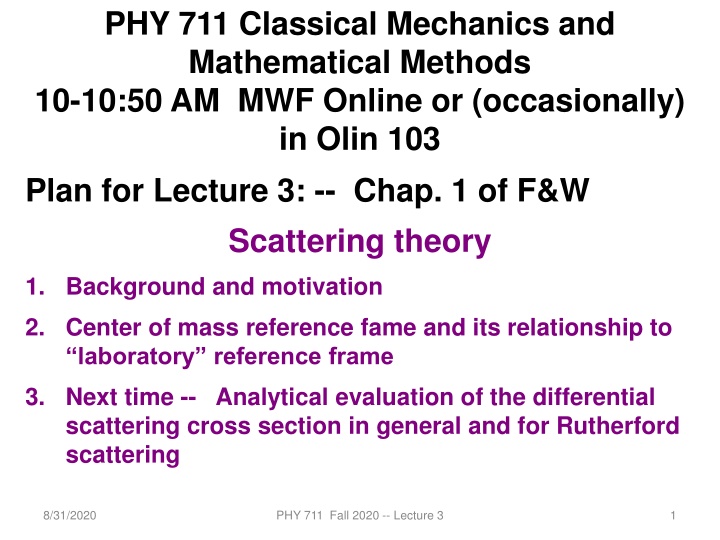 phy 711 classical mechanics and mathematical