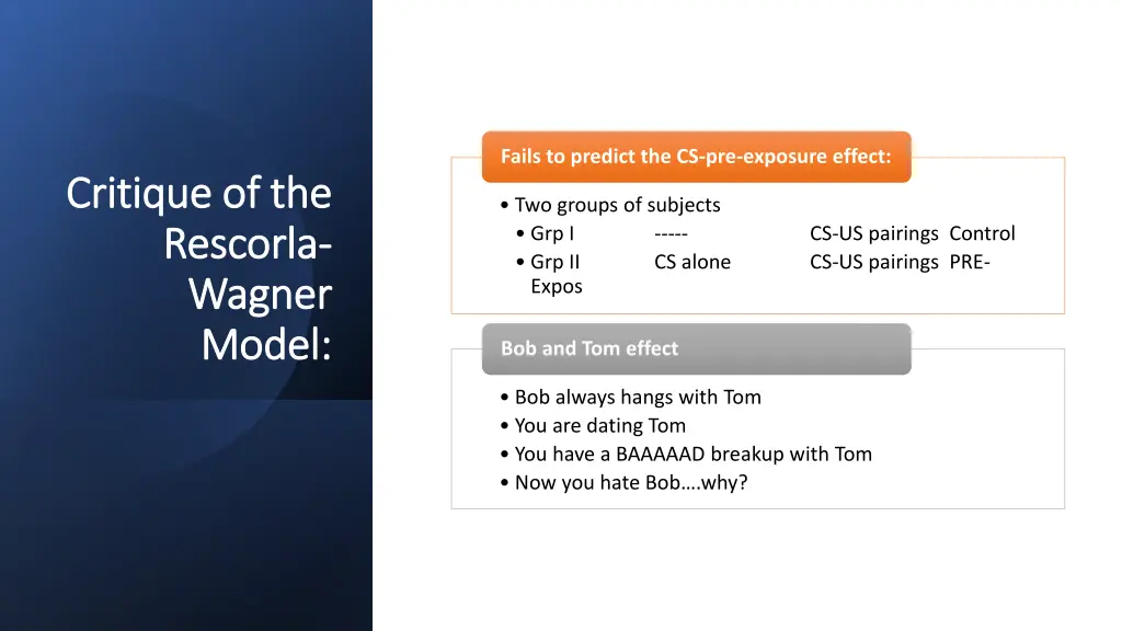 fails to predict the cs pre exposure effect