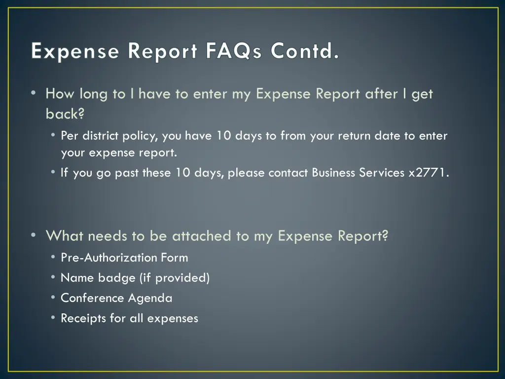 expense report faqs contd