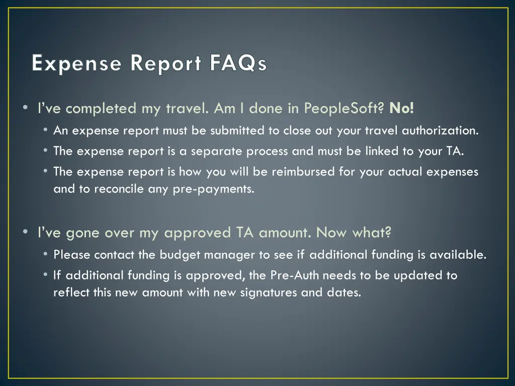 expense report faqs