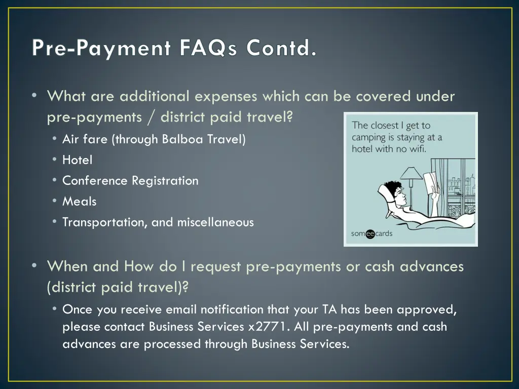 pre payment faqs contd